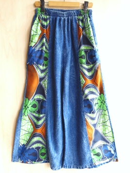 アフリカンバティックワイドデニムパンツ