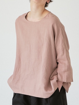 リネンオックスワイドプルオーバーブラウス